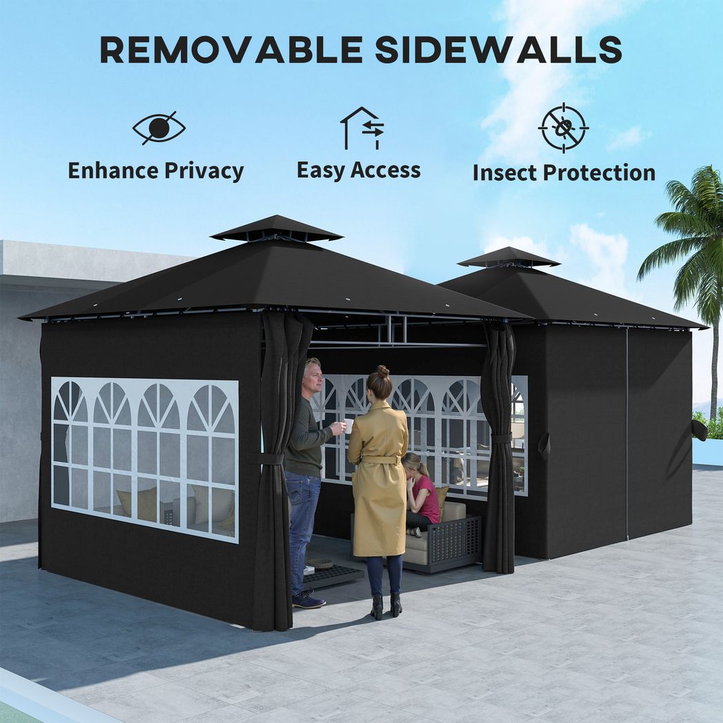 Outsunny 3 x 3 m Garden Gazebo, Outdoor Gazebo Canopy Shelter