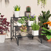 Outsunny 3-Tier Metal Plant Stand for Garden Balcony Indoor Outdoor, Black