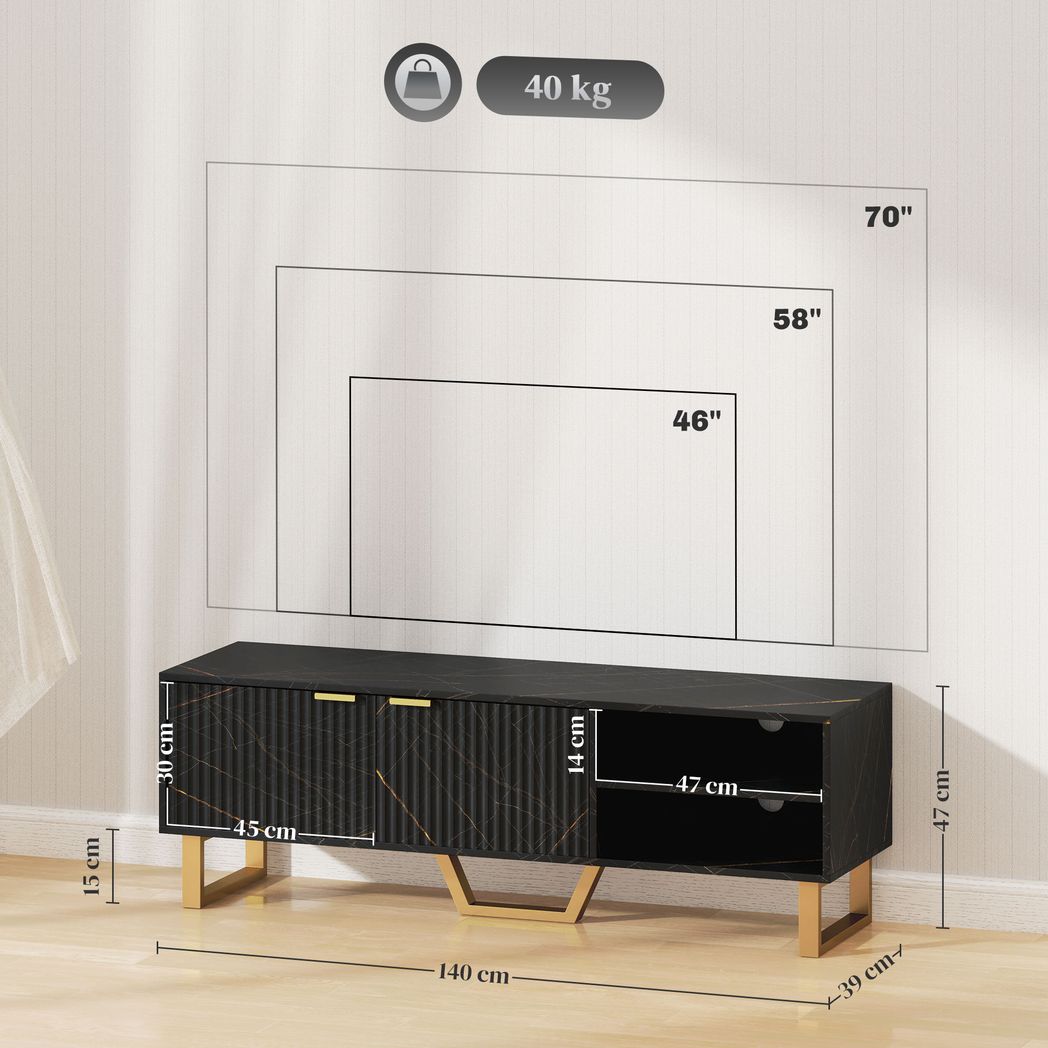 HOMCOM TV Unit, TV Stand Cabinet with Shelves and Storage Cupboard