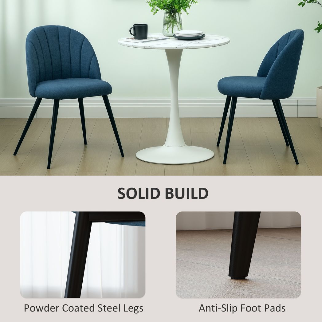HOMCOM Set of 2 Dining Chairs with Shell Backrest and Padded Seat