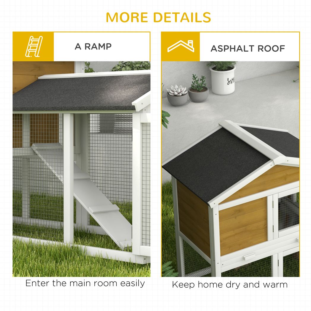 Pawhut 2-Tier Wooden Rabbit Bunny Guinea Pig Hutch Small Pet House Ramp