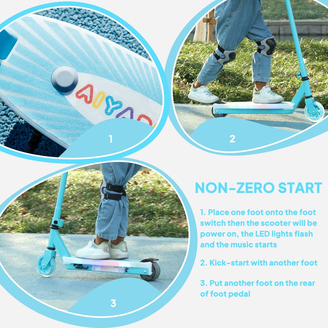 AIYAPLAY Electric Scooter for Kids 4-7, with Auxiliary Rear Wheels