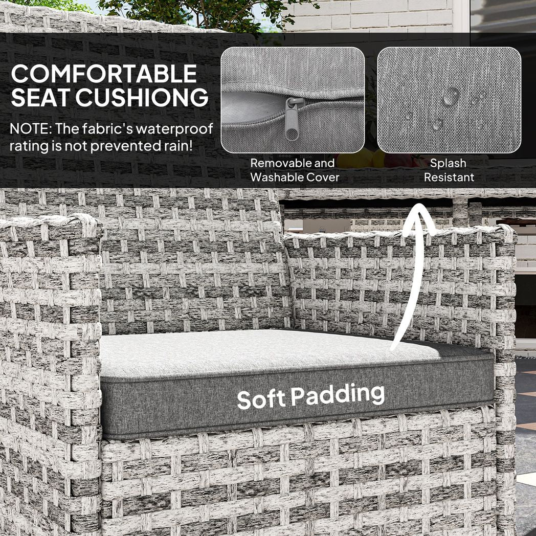 Outsunny 4 Seater Rattan Garden Furniture Set with Cushion