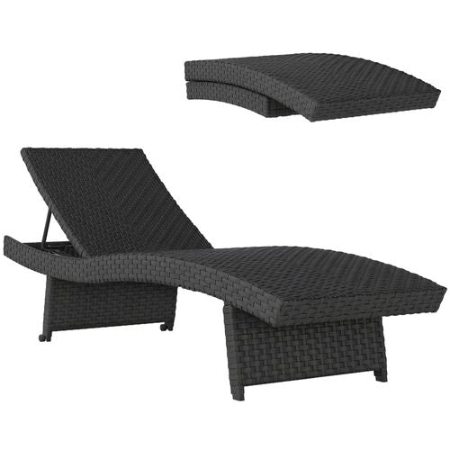 Outsunny PE Rattan Sun Lounger with 4-Level Adjustable Backrest