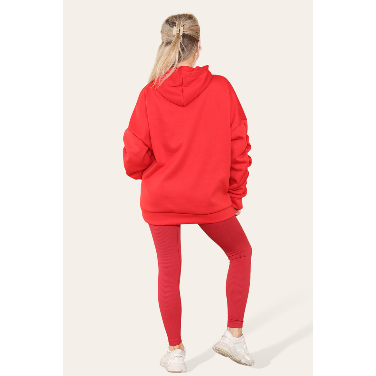 Ruched Sleeves Plus Size Hoodie with Satin Ribbon - Stylish Comfort