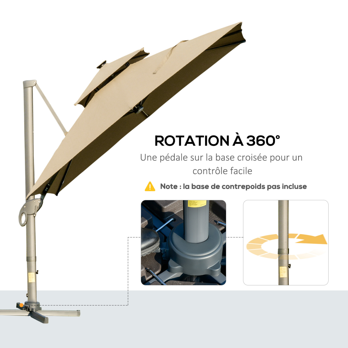 Outsunny 3 x 3(m) Cantilever Umbrella Power Bank Solar Cold