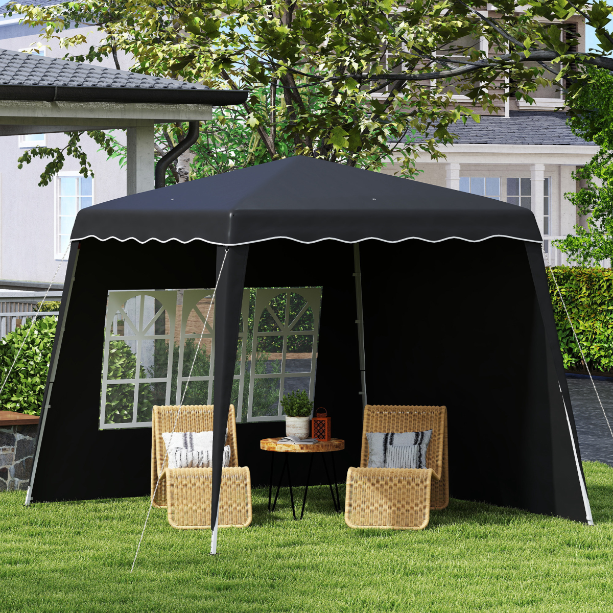 Outsunny 2.4 x 2.4m UV50+ Pop Up Gazebo Canopy Tent with Carry Bag