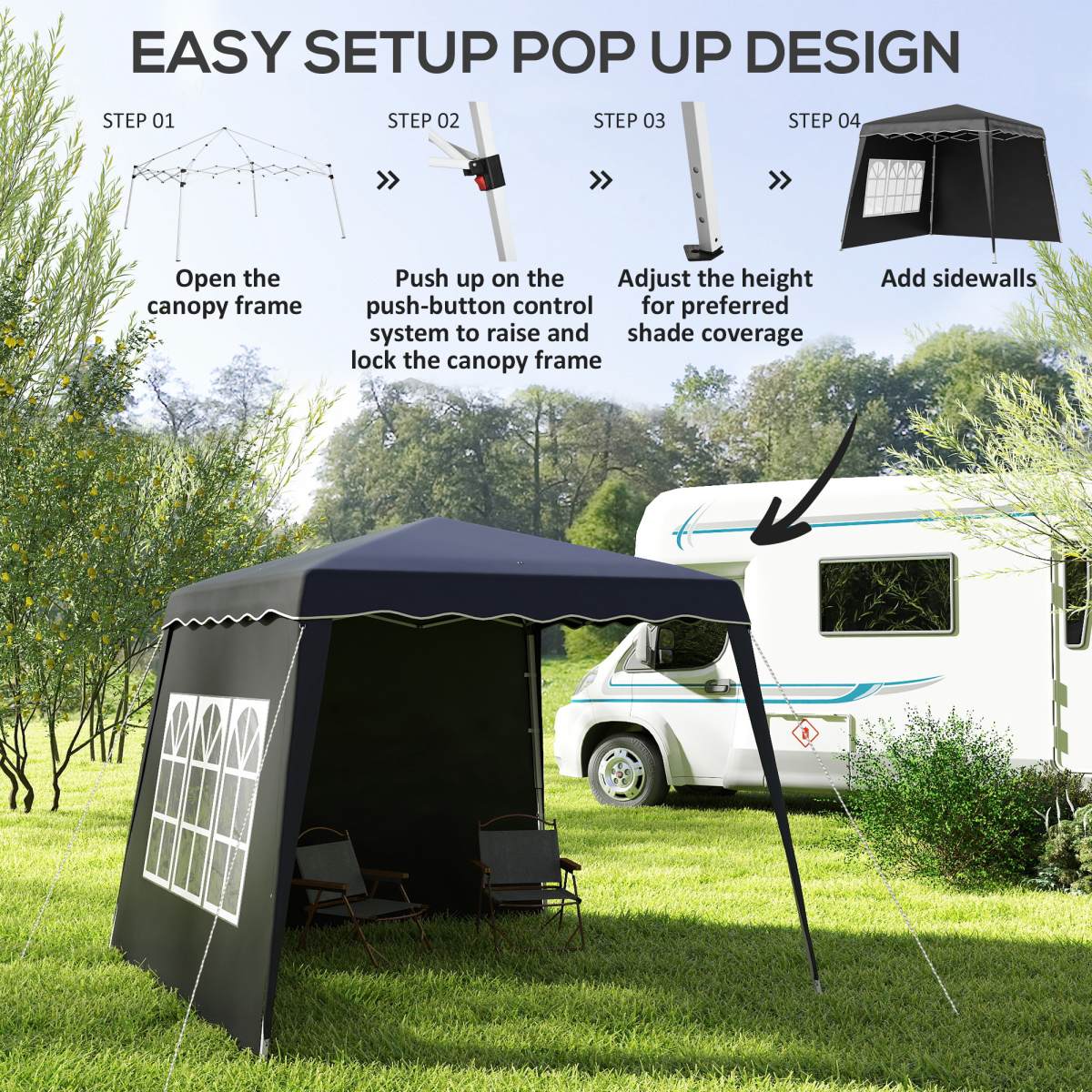 Outsunny 2.4 x 2.4m UV50+ Pop Up Gazebo Canopy Tent with Carry Bag