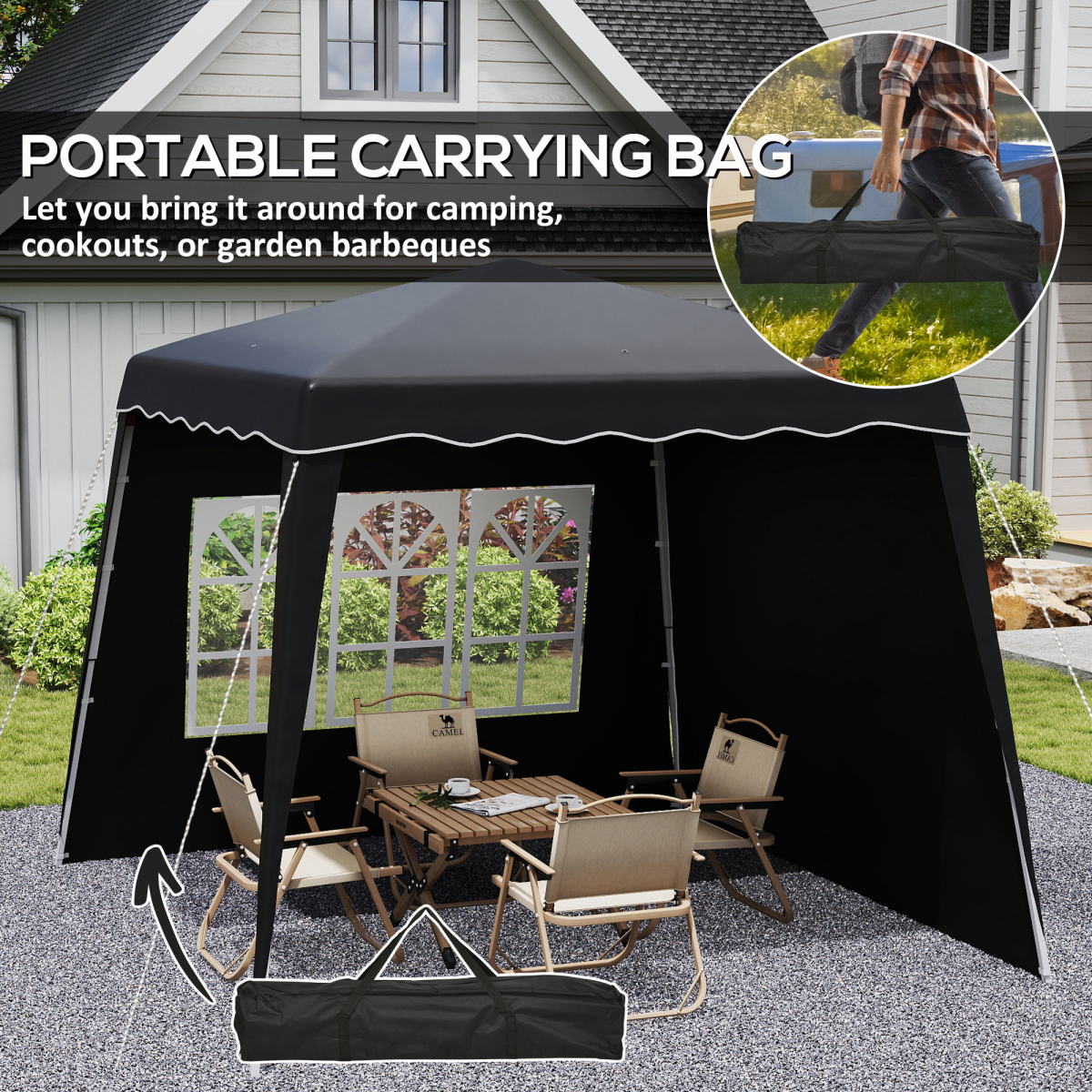 Outsunny 2.4 x 2.4m UV50+ Pop Up Gazebo Canopy Tent with Carry Bag