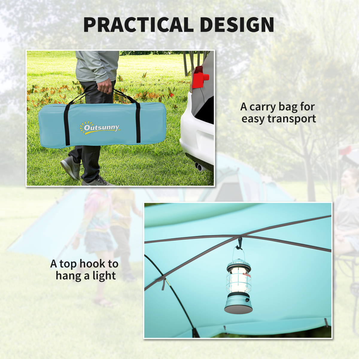 Outsunny 4-6 Man Family Camping Tent w/ 2 Bedrooms, a Living Room