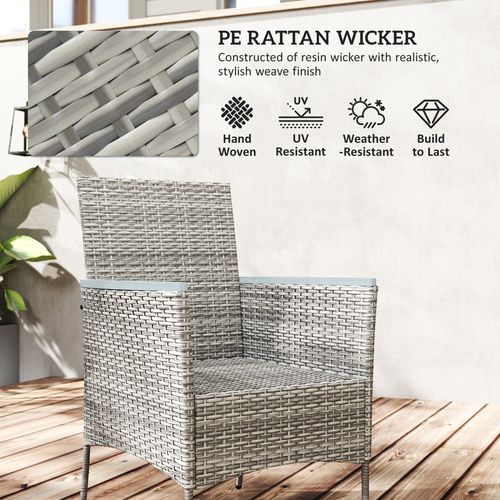 Outsunny Rattan Dining Set with Parasol Hole, Garden Table and Chairs