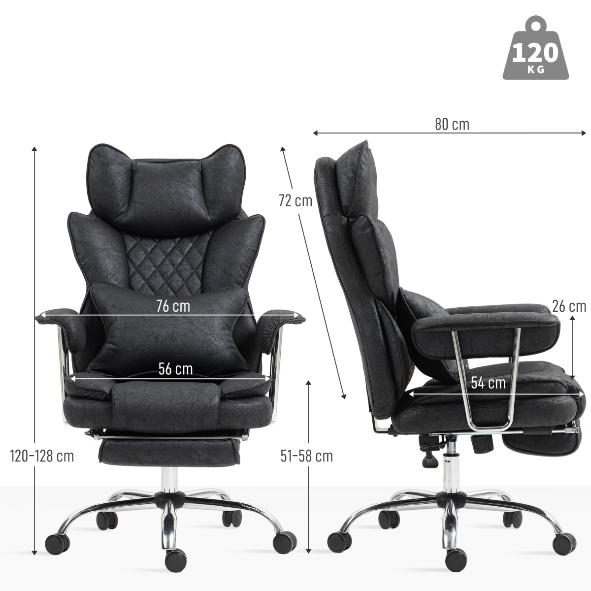 HOMCOM Office Chair, High Back Leathaire Desk Chair for Home
