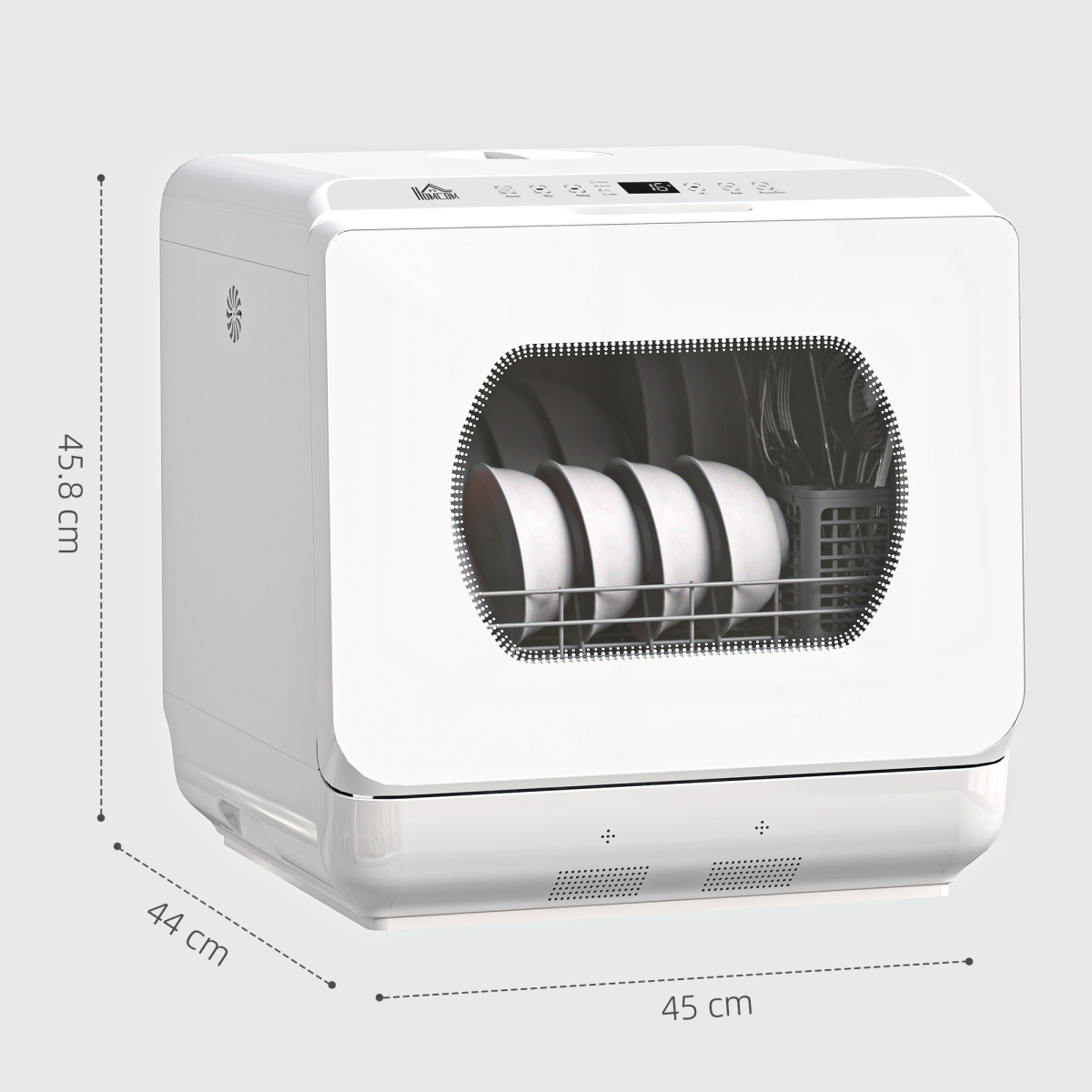 HOMCOM Worktop Dishwasher w/ 4 Place Settings 6 Programs, White