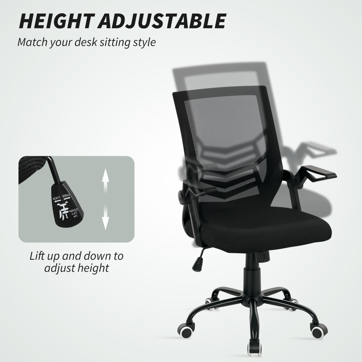 Vinsetto Mesh Swivel Office Chair Task Computer Chair w/ Lumbar Support