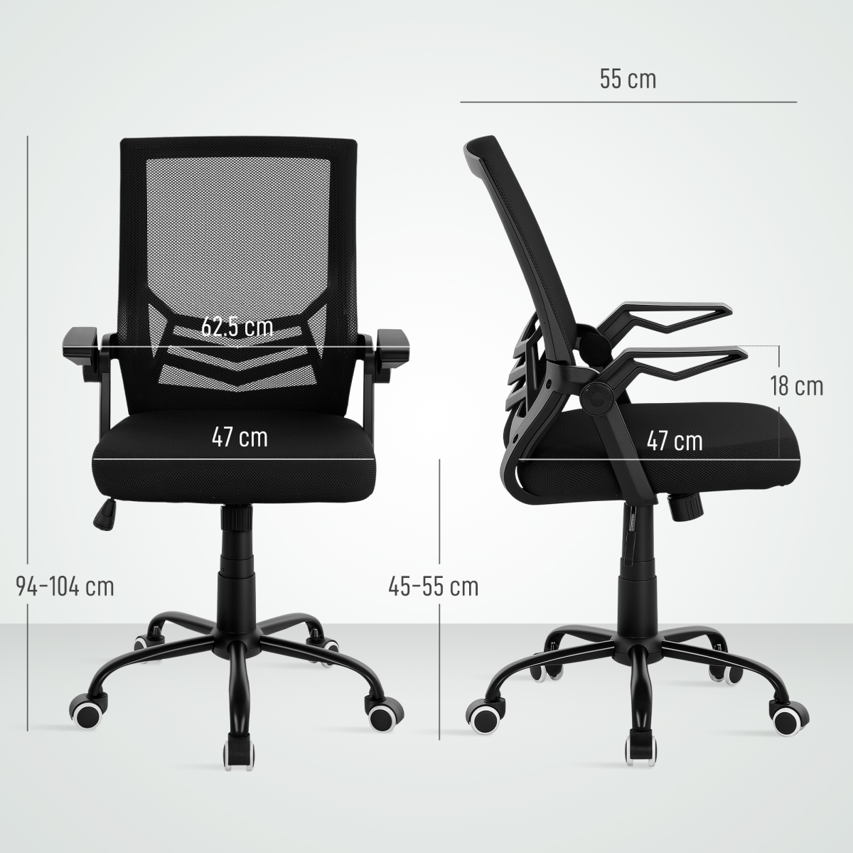 Vinsetto Mesh Swivel Office Chair Task Computer Chair w/ Lumbar Support