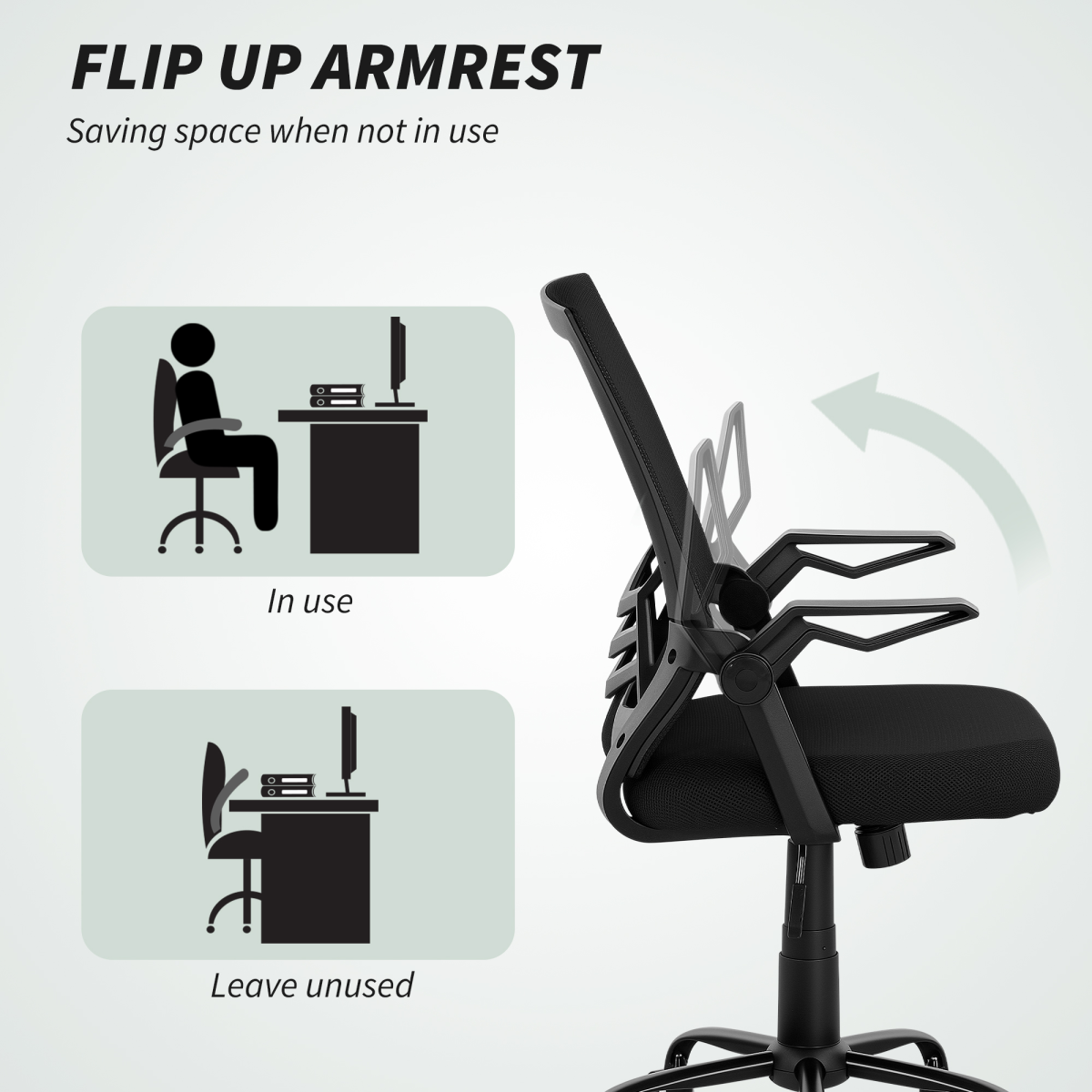 Vinsetto Mesh Swivel Office Chair Task Computer Chair w/ Lumbar Support