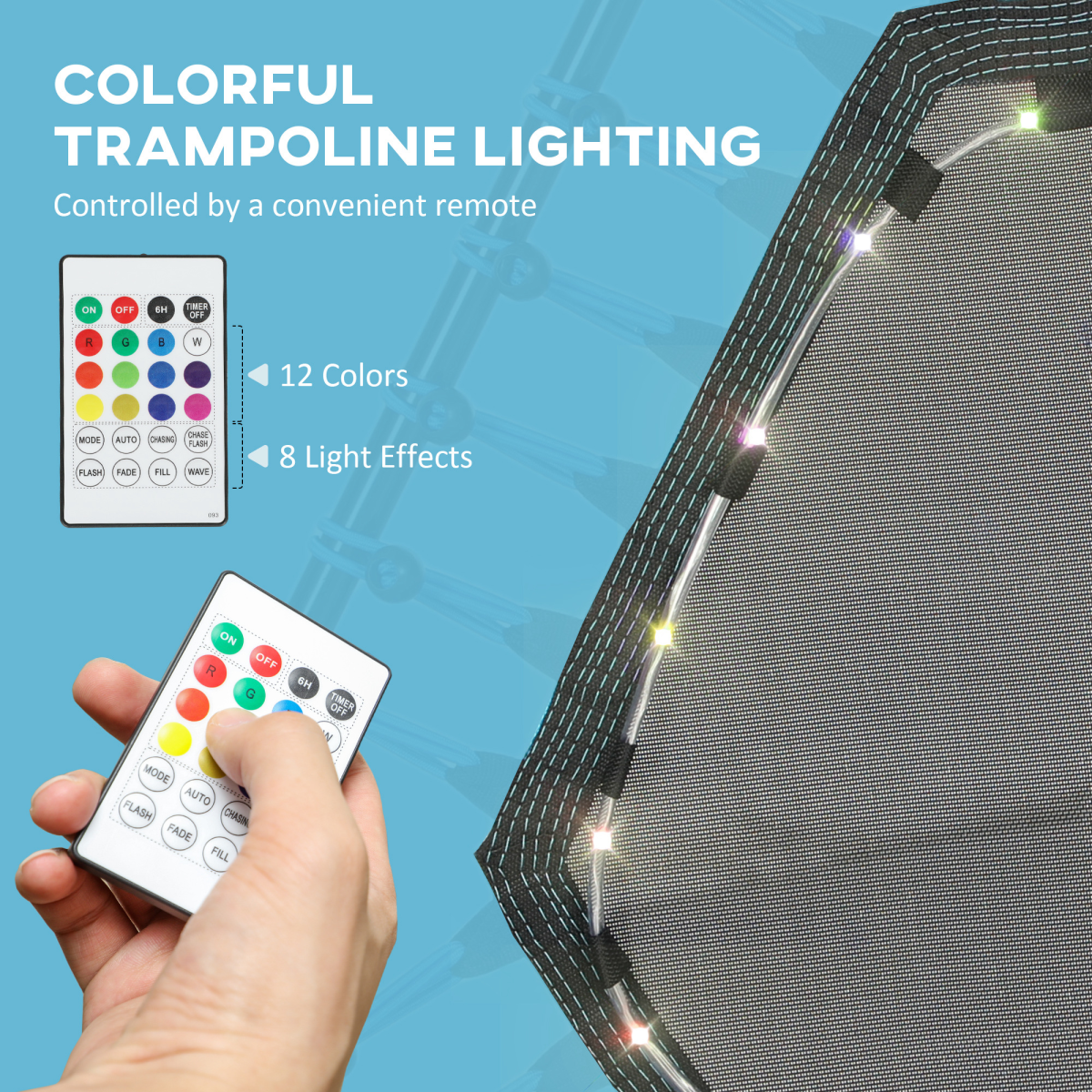 SPORTNOW 45" Fitness Trampoline with Adjustable Handle, LED Lights