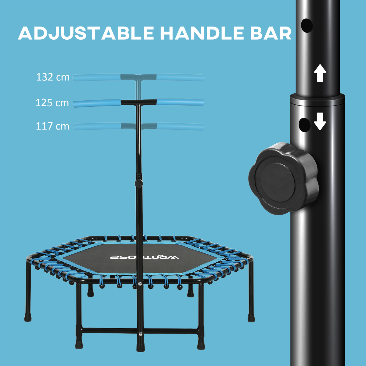 SPORTNOW 45" Fitness Trampoline with Adjustable Handle, LED Lights