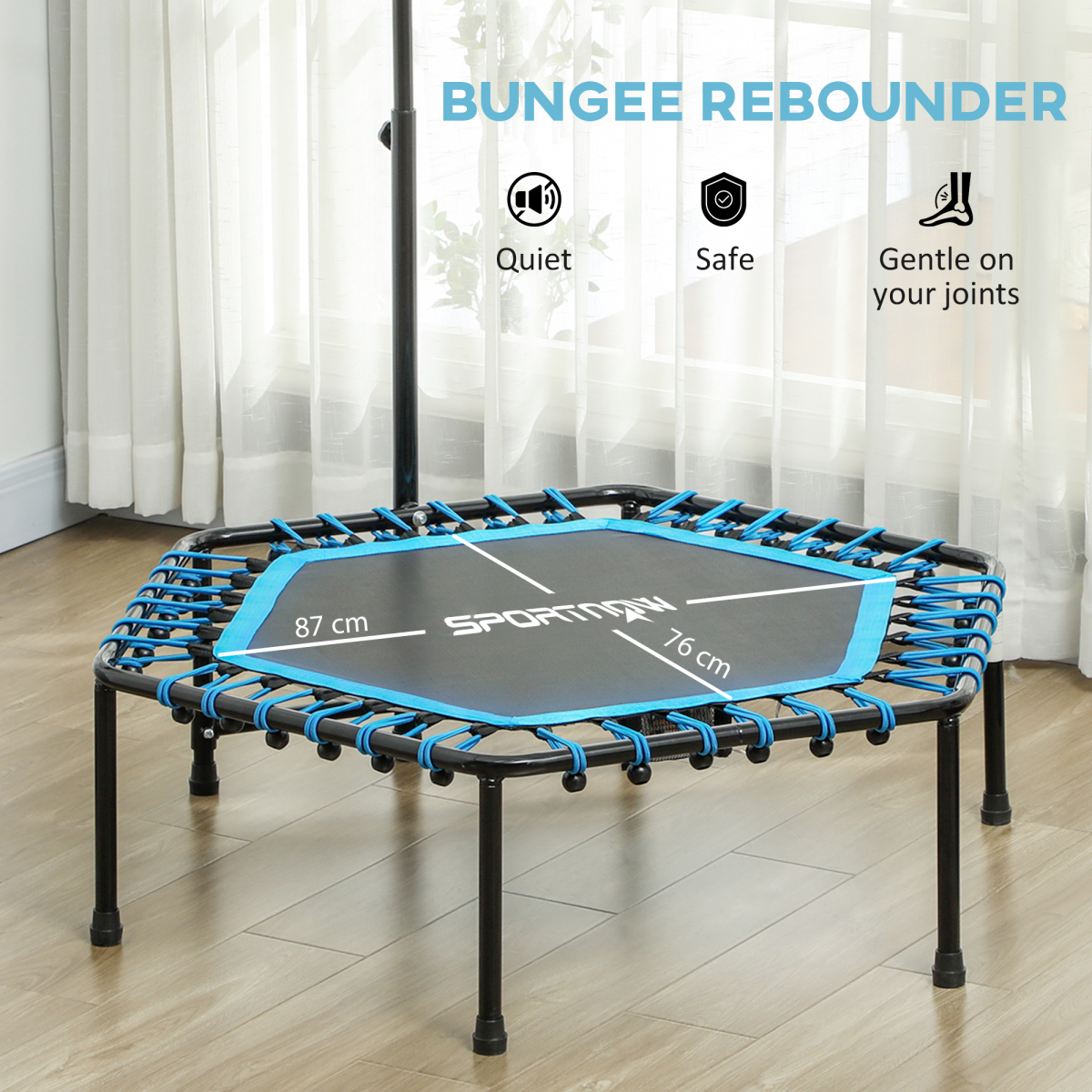 SPORTNOW 45" Fitness Trampoline with Adjustable Handle, LED Lights