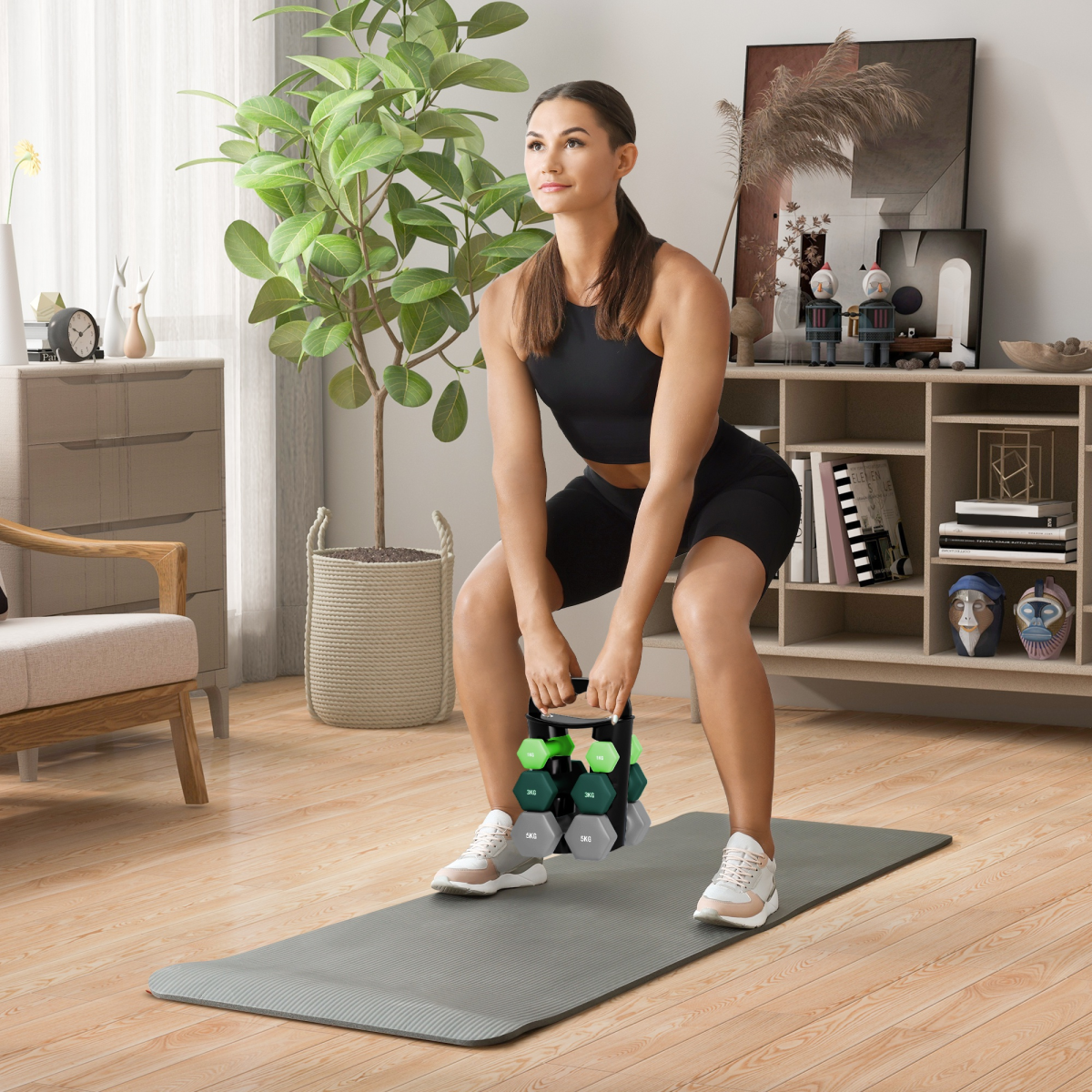 SPORTNOW Dumbbells Set with Storage Rack, 2 x 1kg, 2 x 3kg, 2 x 5kg