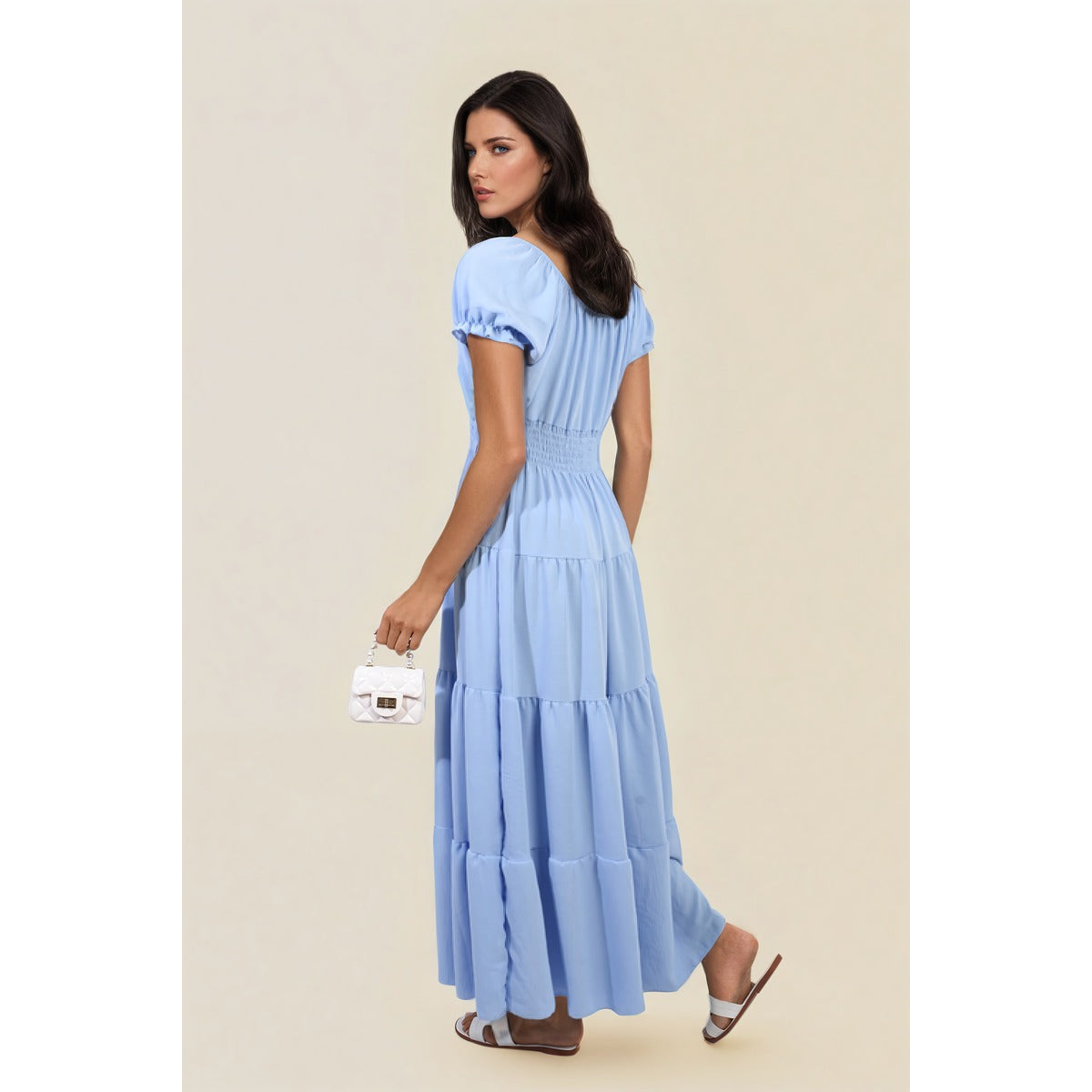 Smocked Waist Tiered Midi Dress