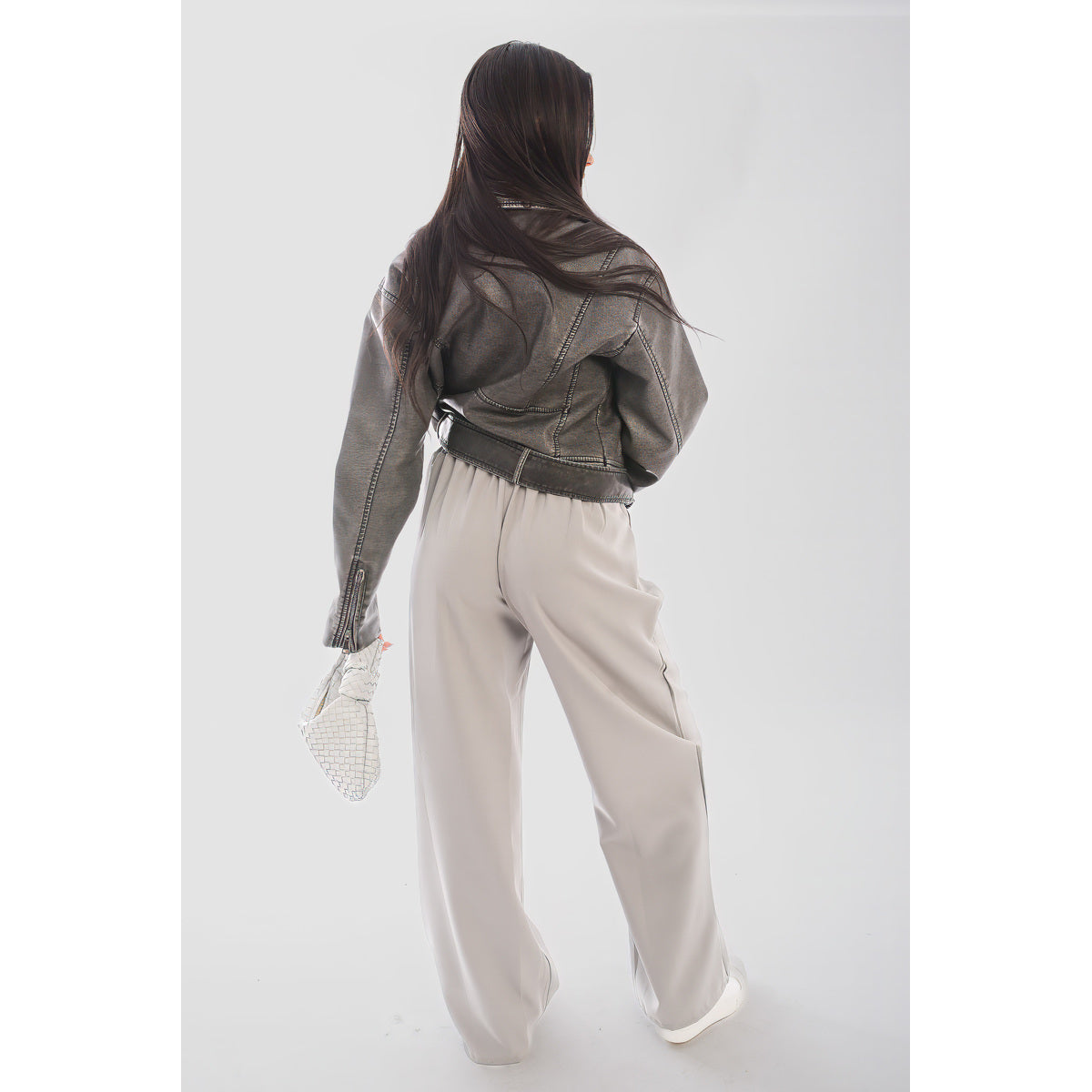 Double Waist Band Drawstring Wide Leg Trousers