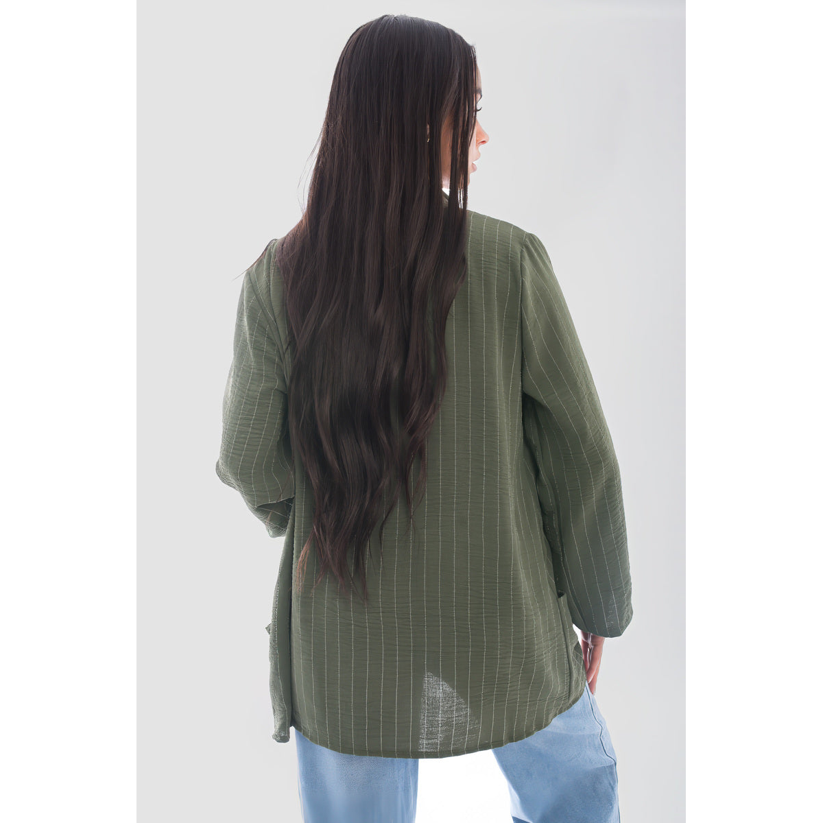 Oversized Striped Long Sleeve Cardigan with Pockets