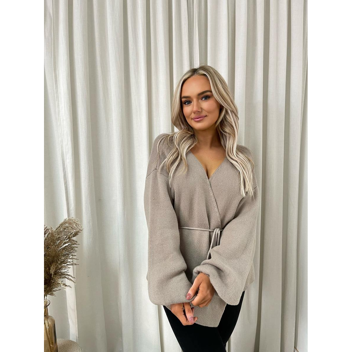 Wrap Tie Belt Knitted Cardigan