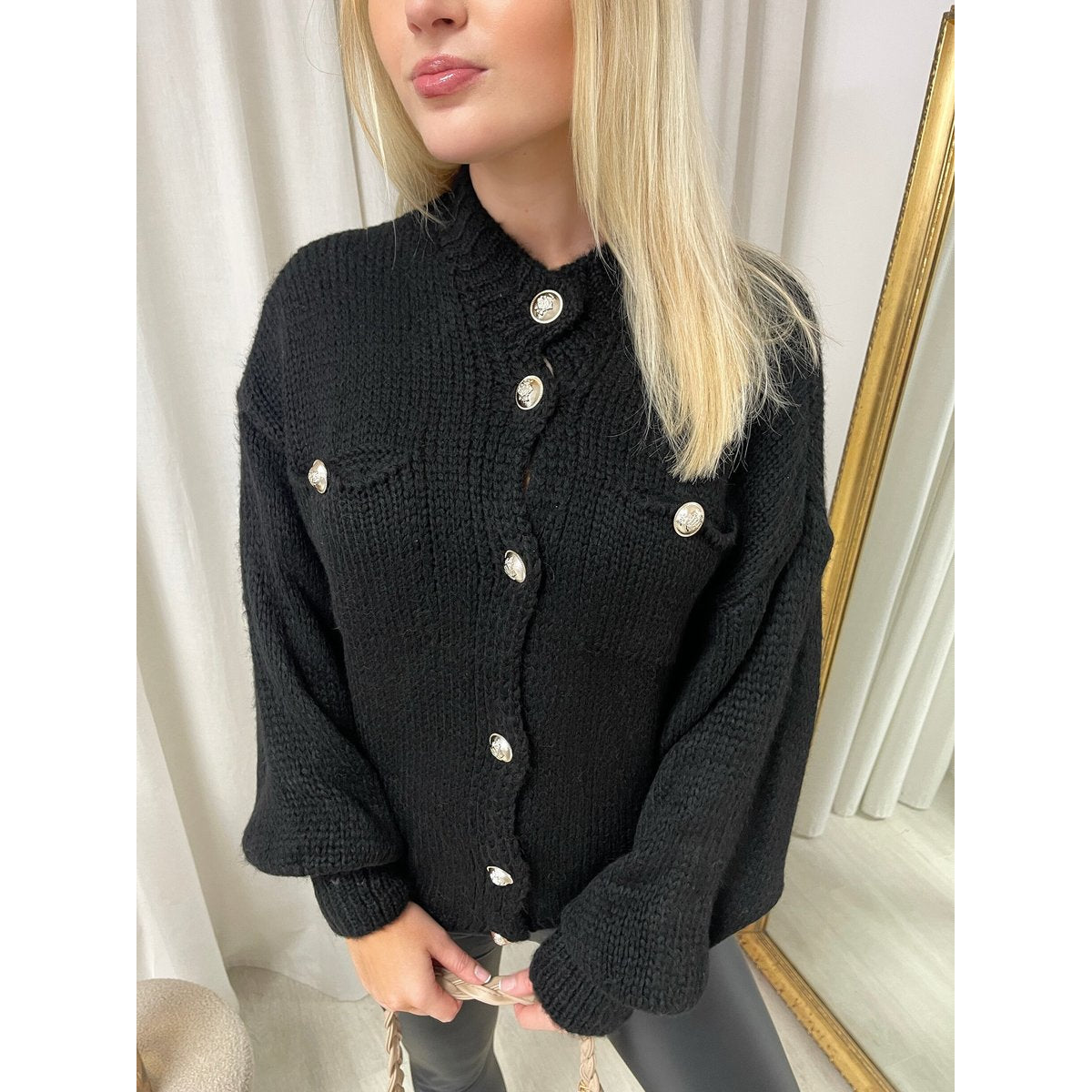 Oversized Button Down Chunky Knitted Top