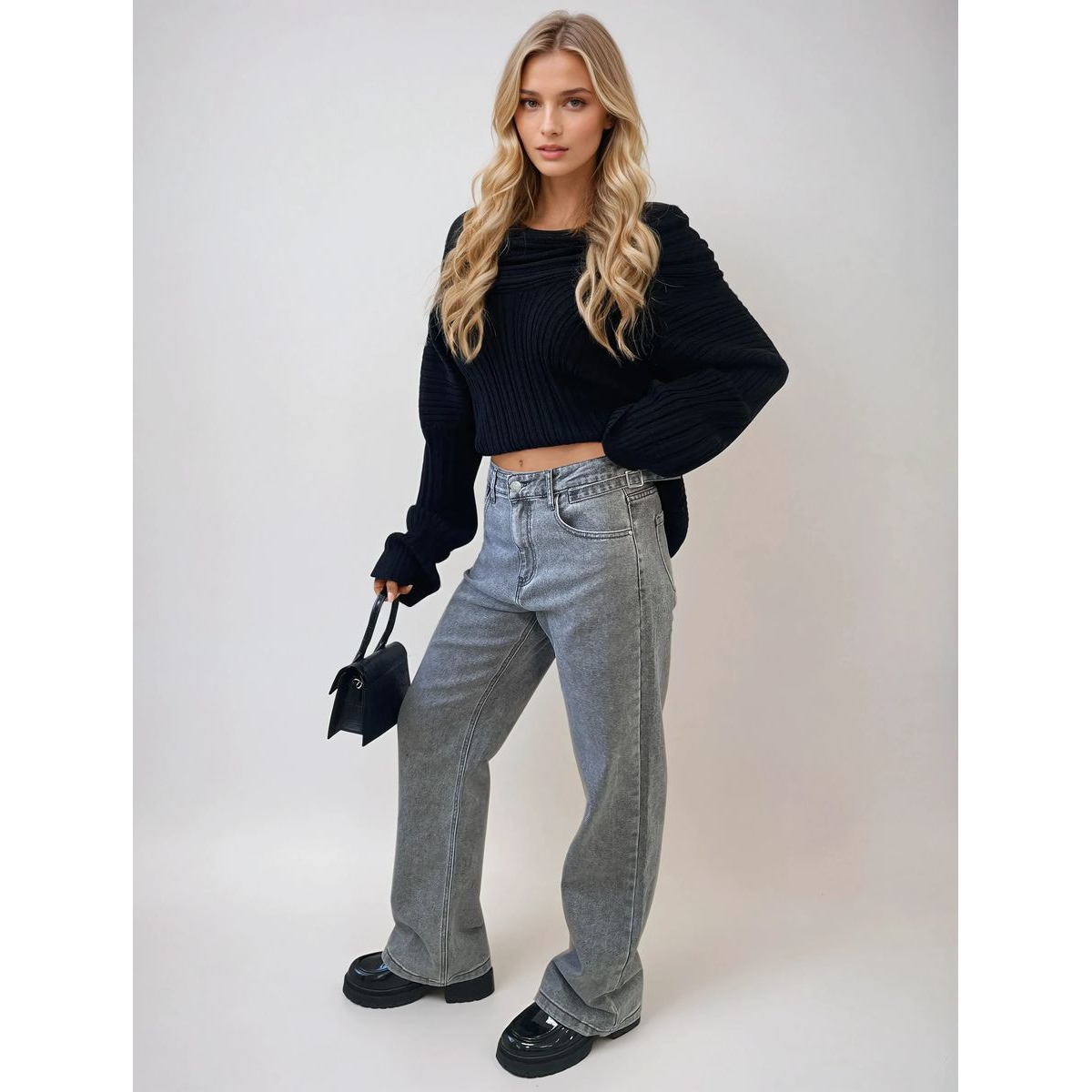 High Waist Loose Leg Jeans
