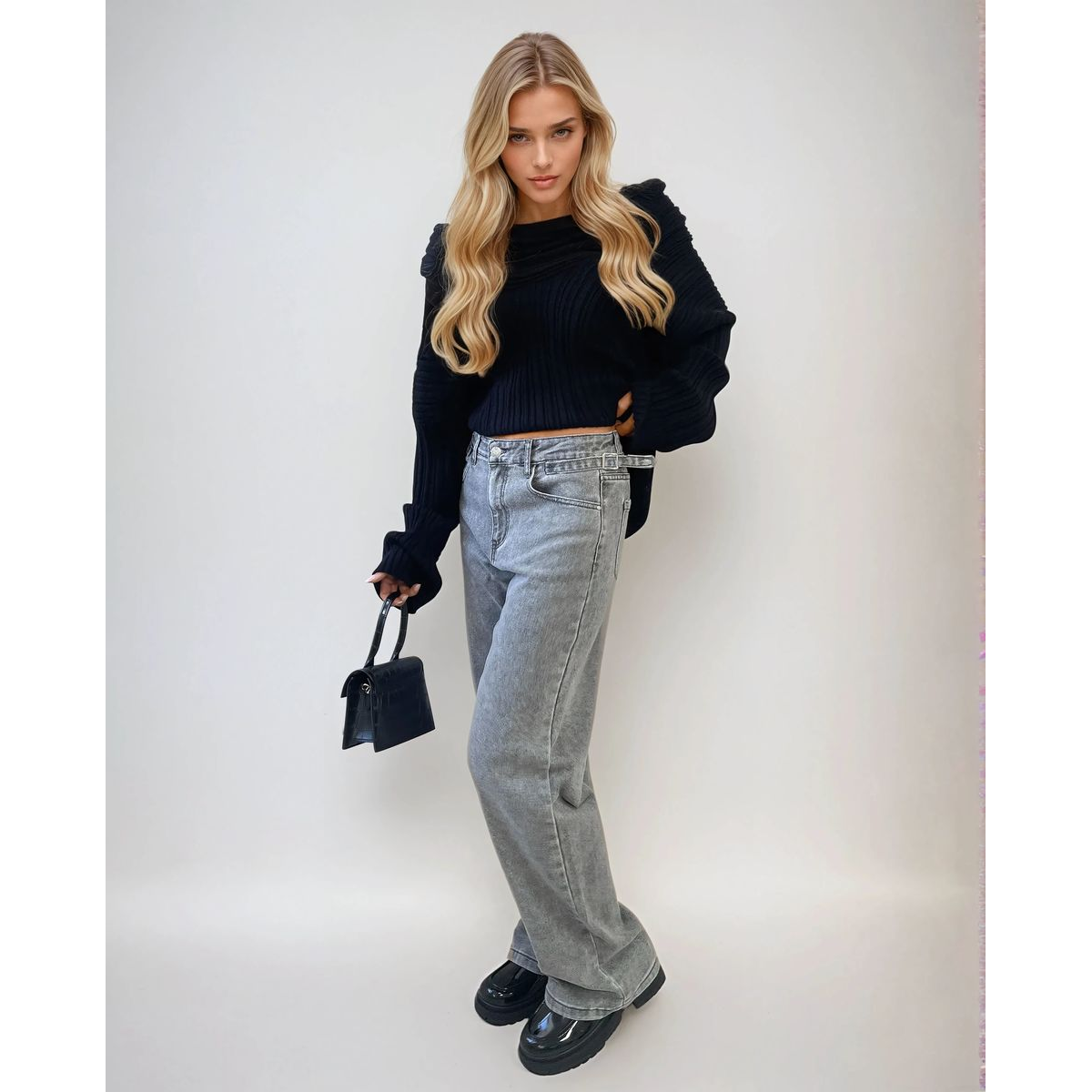 High Waist Loose Leg Jeans
