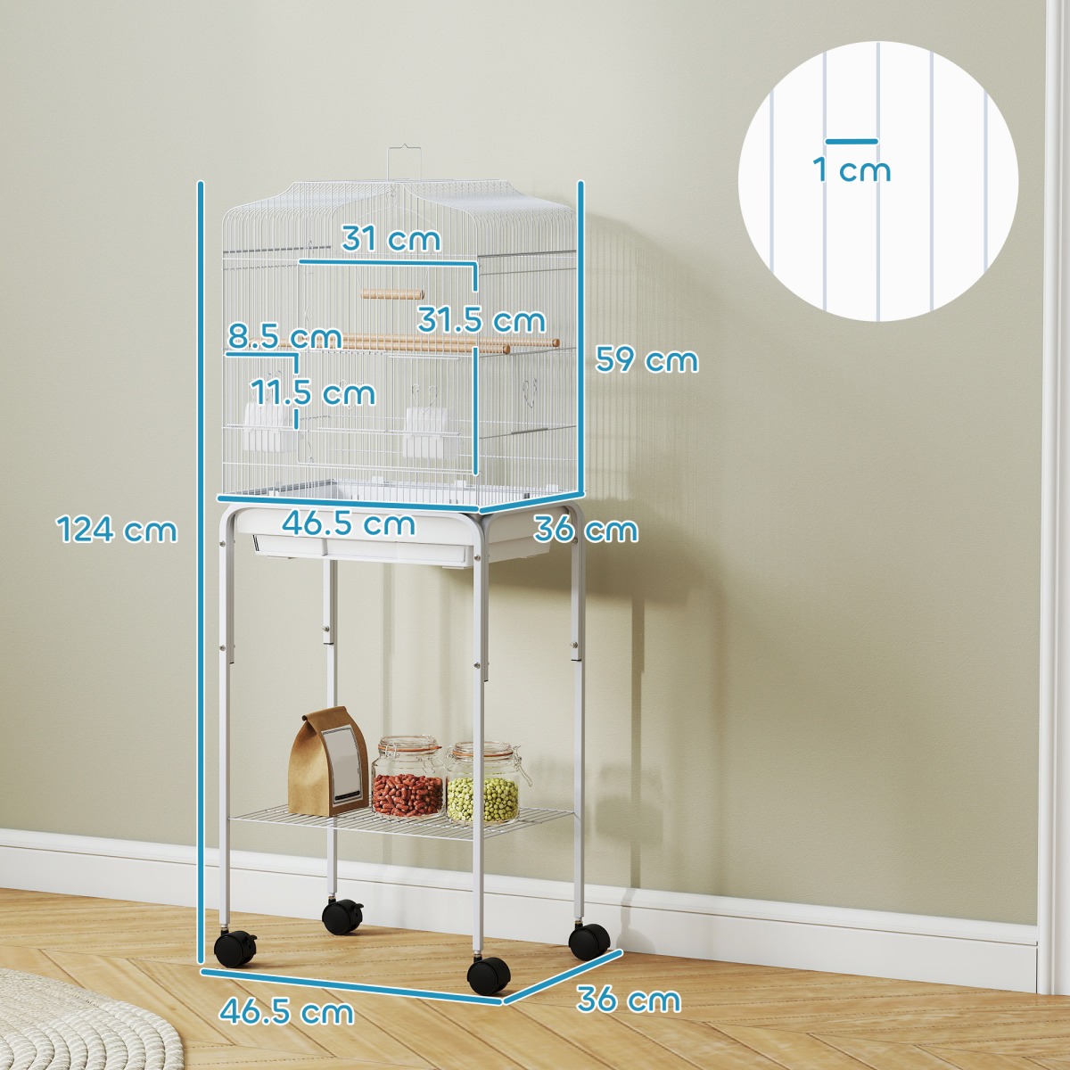 PawHut Bird Cage for Budgie Finch Canary Parakeet W/ Stand Tray