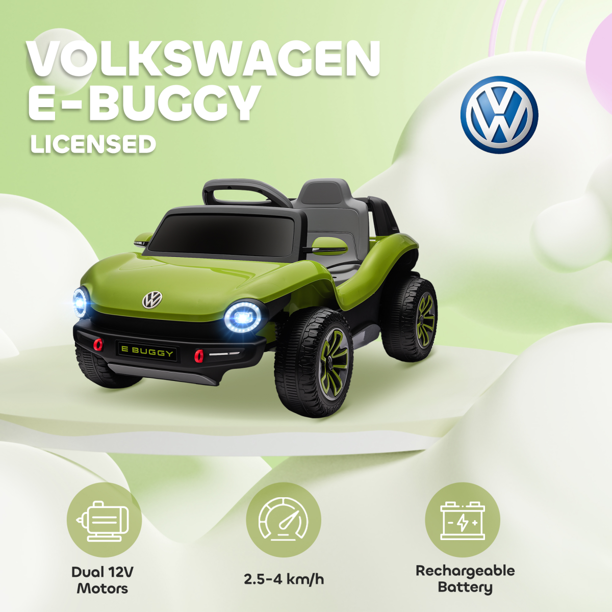 AIYAPLAY Volkswagen Licensed Kids Electric Car w/ Remote, Suspension