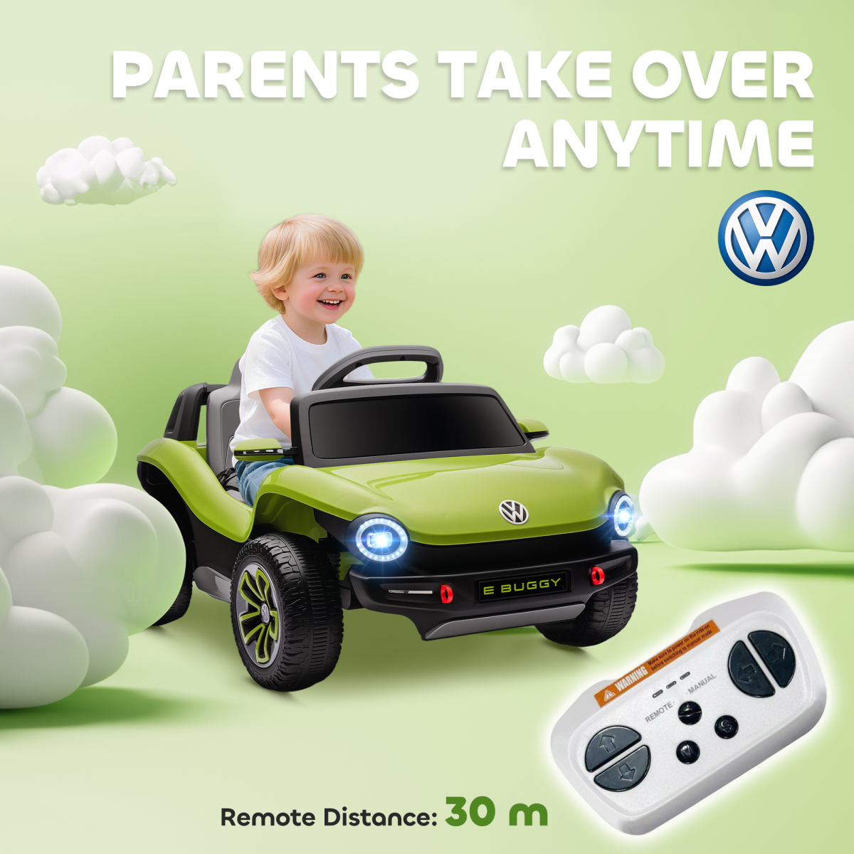 AIYAPLAY Volkswagen Licensed Kids Electric Car w/ Remote, Suspension