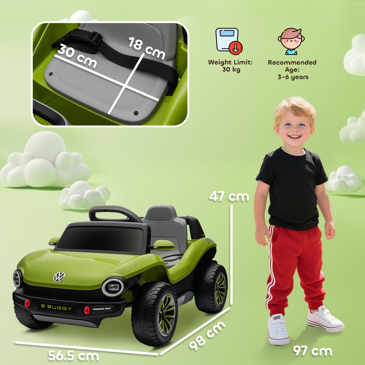 AIYAPLAY Volkswagen Licensed Kids Electric Car w/ Remote, Suspension