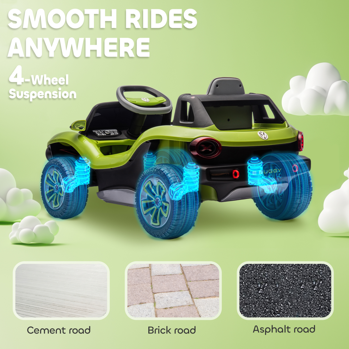 AIYAPLAY Volkswagen Licensed Kids Electric Car w/ Remote, Suspension