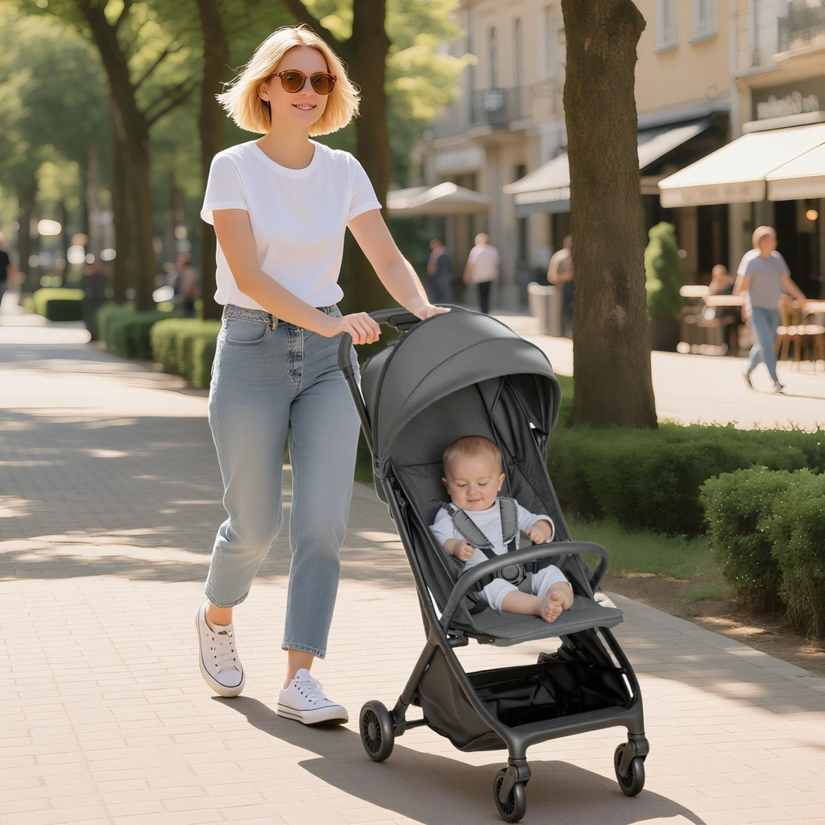 AIYAPLAY Baby Stroller with Adjustable Seat, Travel Pushchair