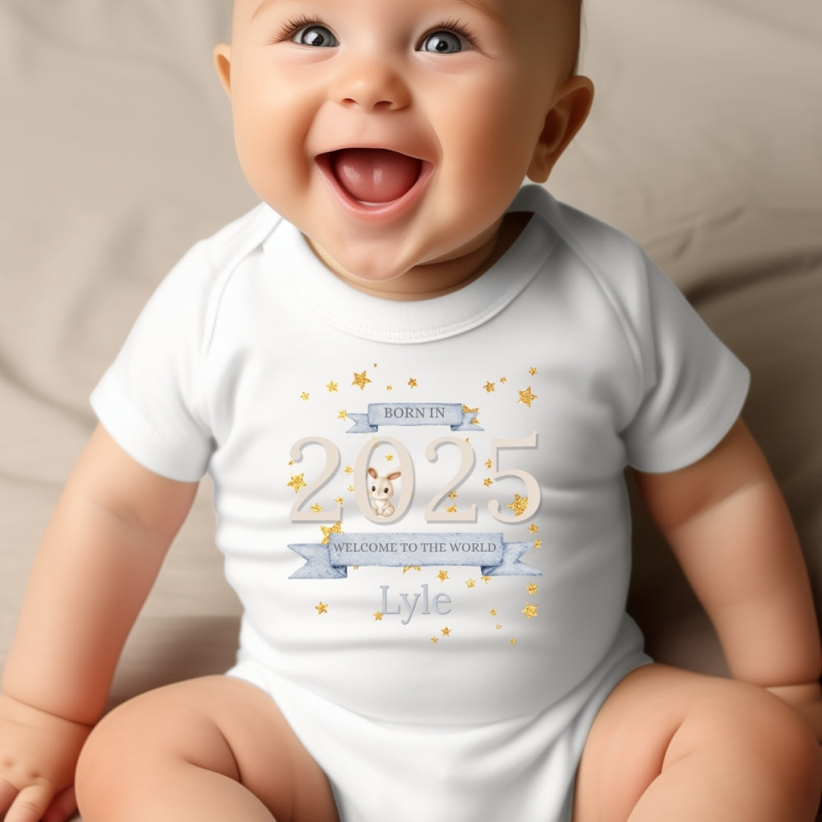 Personalised Welcome to the World 2025 Gift Hamper - Teddy & Baby Vest