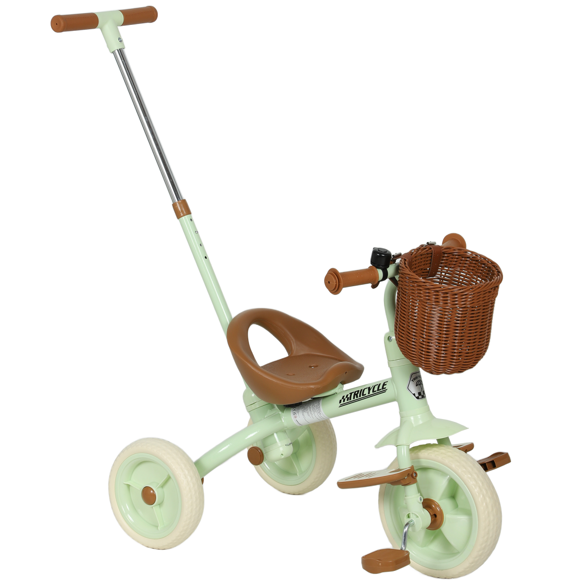 AIYAPLAY Toddler Trike with Adjustable Parent Handle Basket for Kids