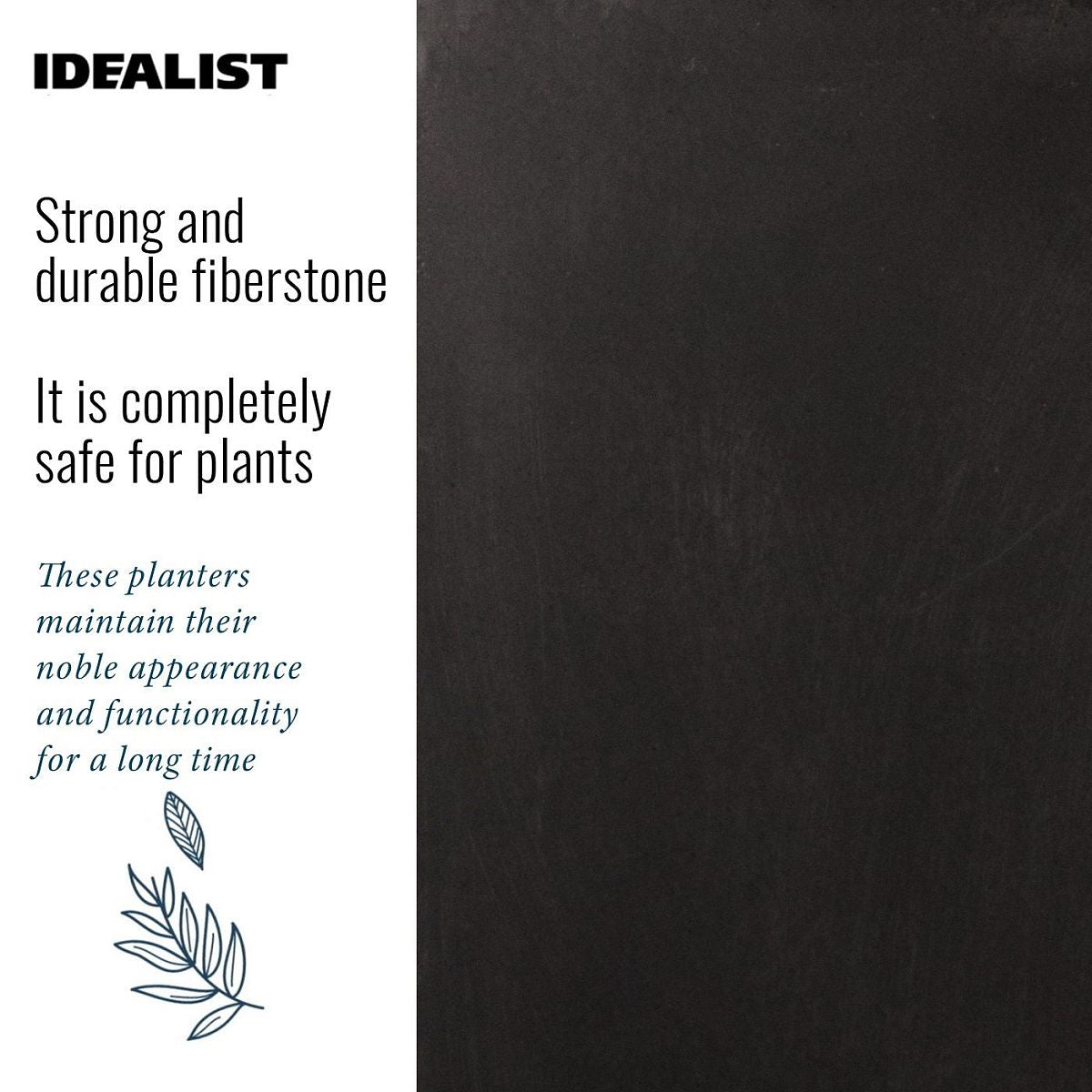 IDEALIST Lite Contemporary Trough Garden Planter, Light Concrete Outdoor Plant Pot H30 L65 W19 cm, 37L