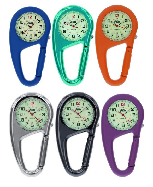 Relda Clip On Doctors Nurses Unisex Carabiner - Luminous Pocket Fob Watch REL-L Available Multiple Colour