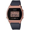 Casio Ladies Digital Watch black rubber strap with Rose gold face LW-204-1ADF
