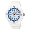 Casio Mens Day Date Blue Dial & White Rubber Strap Watch - MRW-200HC-7B2VDF