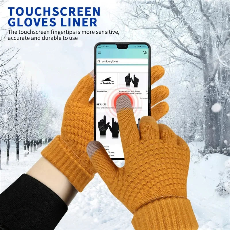 Winter Thermal Touch Screen Gloves – Warm Fleece Knit Unisex