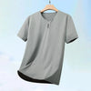 Men’s Three-Button V-Neck T-Shirt – Business Casual Summer Short Sleeve Top (S–4XL)