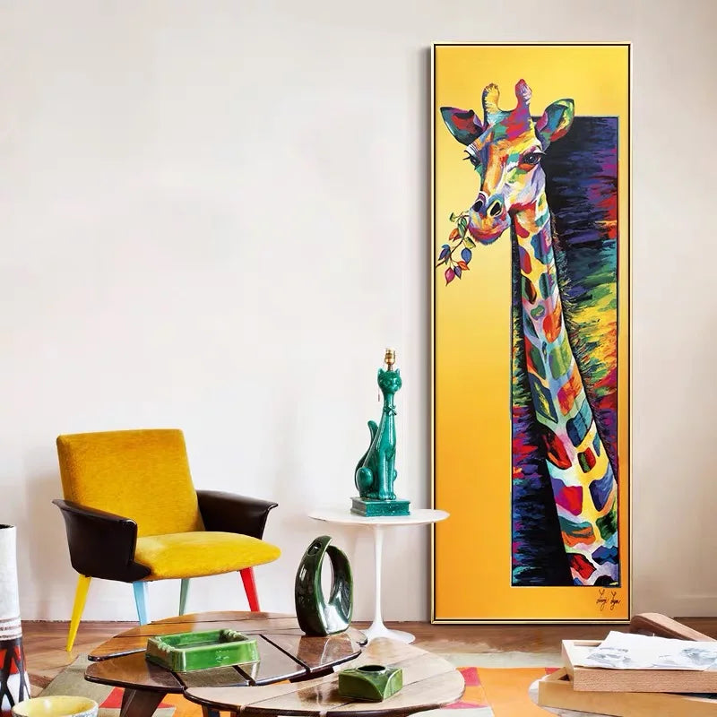 Modern Colourful Giraffe Wall Poster – No Frame