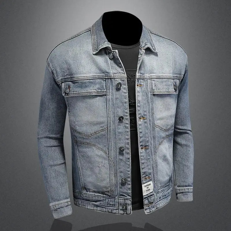Men’s Classic Denim Jacket – Retro Casual Streetwear Outerwear
