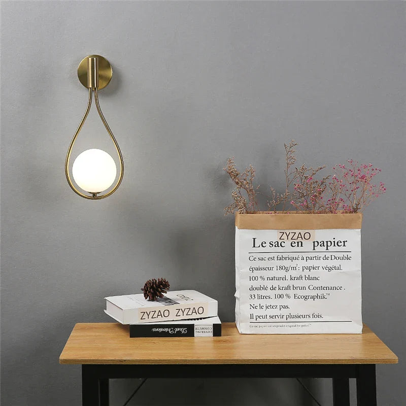 Modern Glass Ball Wall Light – Nordic Water-Drop Sconce