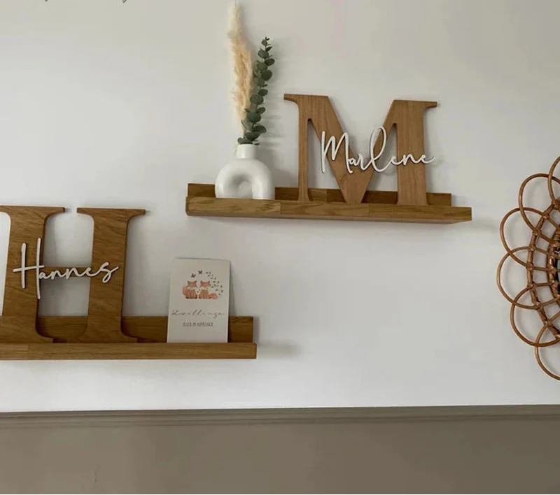Custom Wooden Name Plate – Personalised Oak Letter Wall Art Sign
