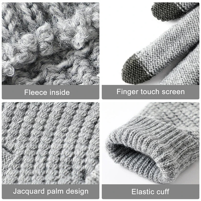 Winter Thermal Touch Screen Gloves – Warm Fleece Knit Unisex